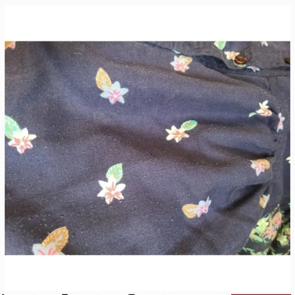 Robbie Bee Blue Floral Belted Puff Sleeve Cottagecore Dress Small - Picture 6 of 6